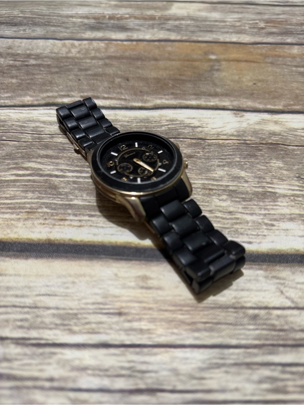 Geneva Black and Gold Men's Link Bracelet Watch